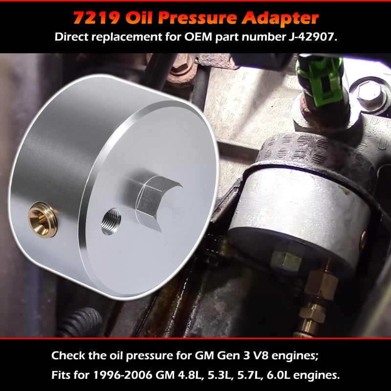 Bonbo EN-47971 Oil Pressure Gauge Adapter & 7219 Oil Pressure Adapter Compatible with GM 4.8L, 5.3L, 5.7L, 6.0L Engines 1996-2006 on Generation 3 4 5 V8 Engines (Perfect Combination) - Image 4
